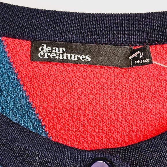 Dear Creatures Retro Style Knit Color Blocking Cardigan, Size M, NWOT - Picture 11 of 12
